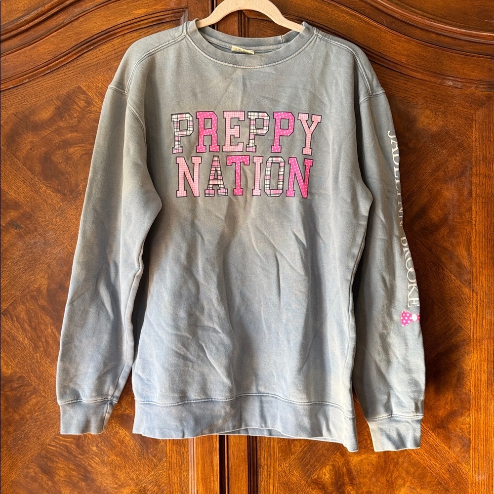 Jadelynn Brooke Bluish Gray 'Preppy Nation' Sweatshirt size M
